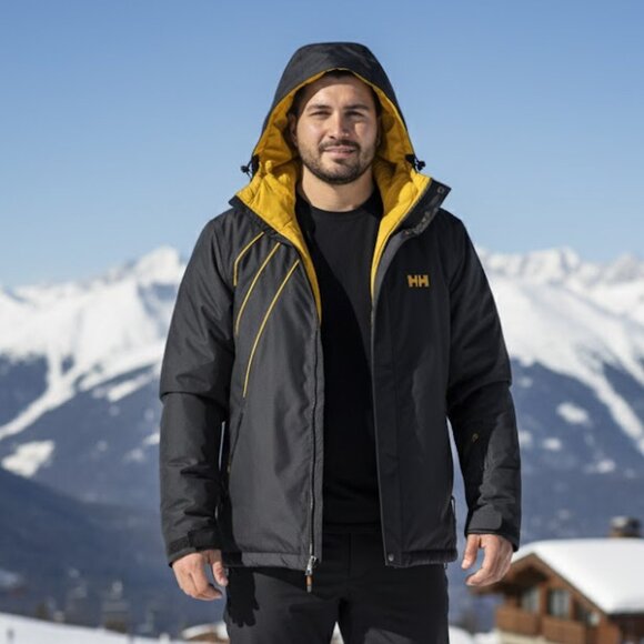 ✨ Vintage HELLEY HANSEN Black/Gold Ski Jacket L/G ✨ - Picture 1 of 12